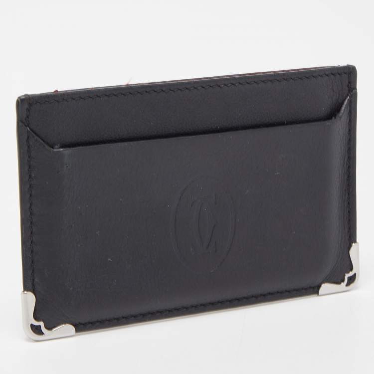 Pre Owned Cartier Black Leather Must de Cartier Simple Card Holder