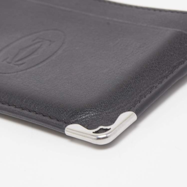 Pre Owned Cartier Black Leather Must de Cartier Simple Card Holder