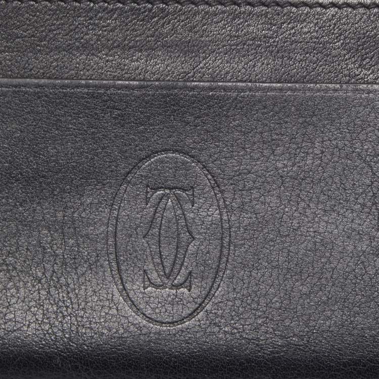 Pre Owned Cartier Black Leather Must de Cartier Simple Card Holder