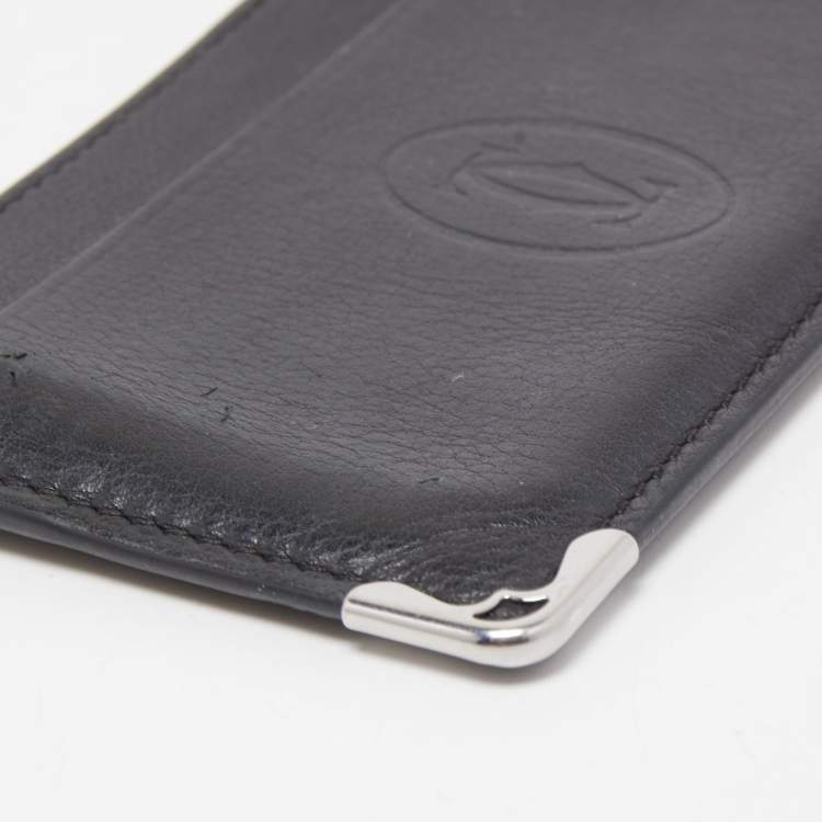 Pre Owned Cartier Black Leather Must de Cartier Simple Card Holder