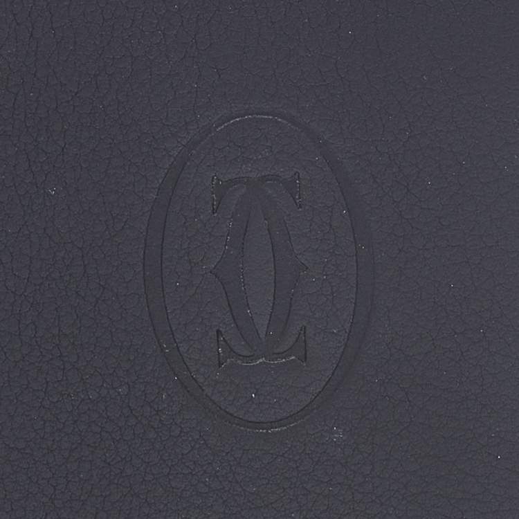 Pre Owned Cartier Black Leather Must De Cartier Card Case