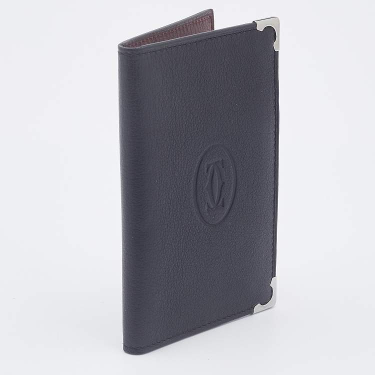 Pre Owned Cartier Black Leather Must De Cartier Card Case