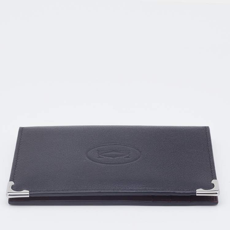 Pre Owned Cartier Black Leather Must De Cartier Card Case
