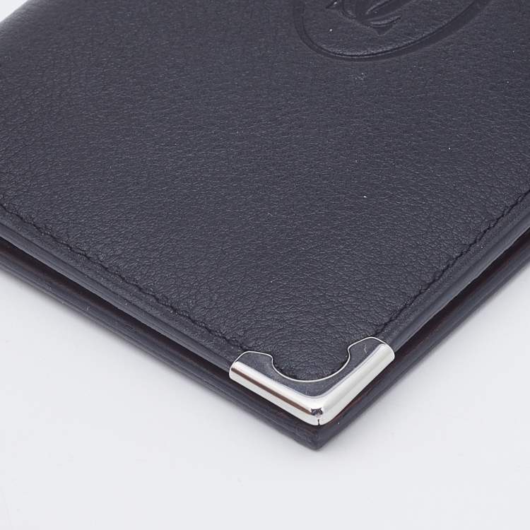 Pre Owned Cartier Black Leather Must De Cartier Card Case