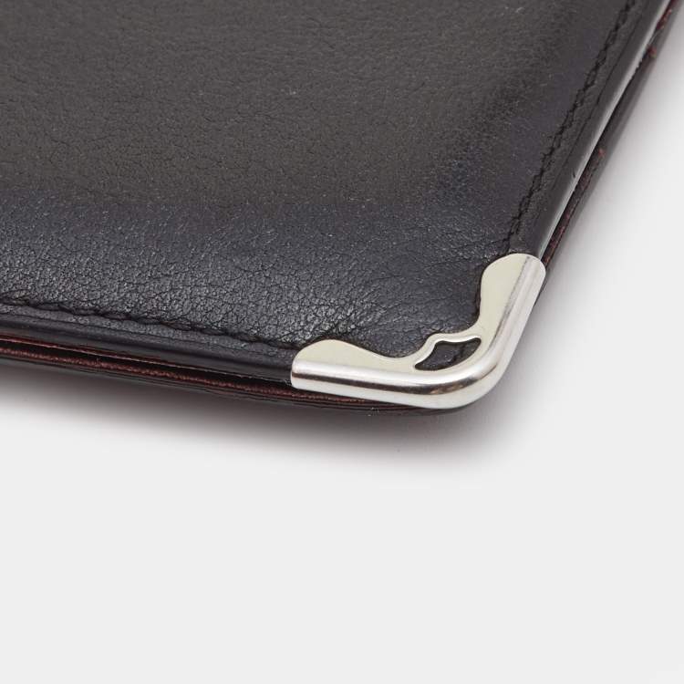 Pre Owned Cartier Black Leather Must de Cartier 8CC Bifold Wallet
