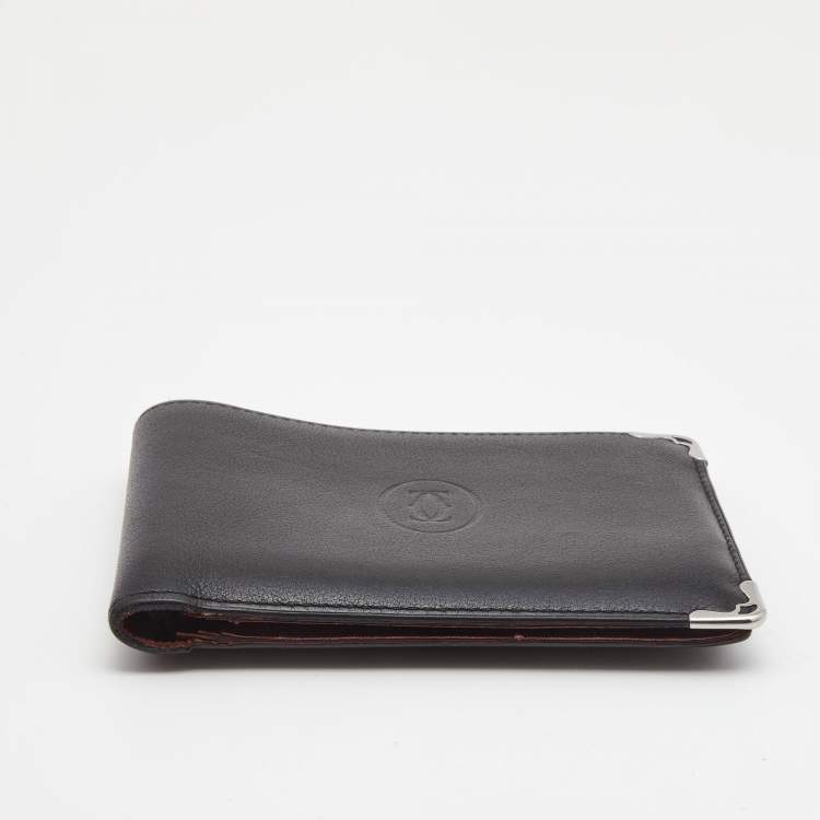 Pre Owned Cartier Black Leather Must de Cartier 8CC Bifold Wallet