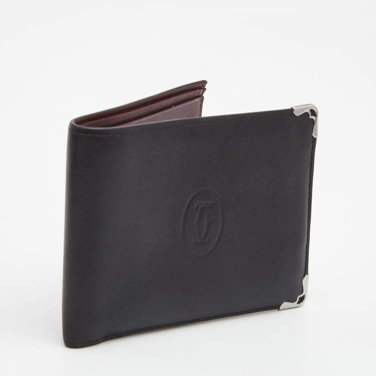 Pre Owned Cartier Black Leather Must de Cartier 8CC Bifold Wallet