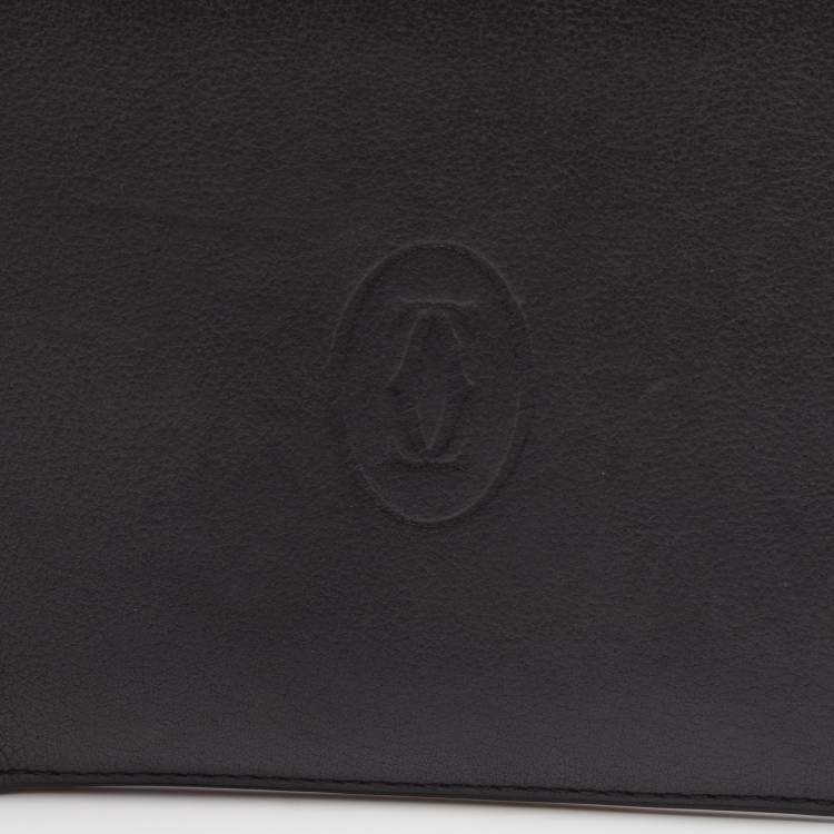 Pre Owned Cartier Black Leather Must de Cartier 8CC Bifold Wallet