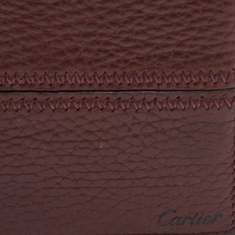 Pre Owned Cartier Burgundy Leather Bifold Wallet