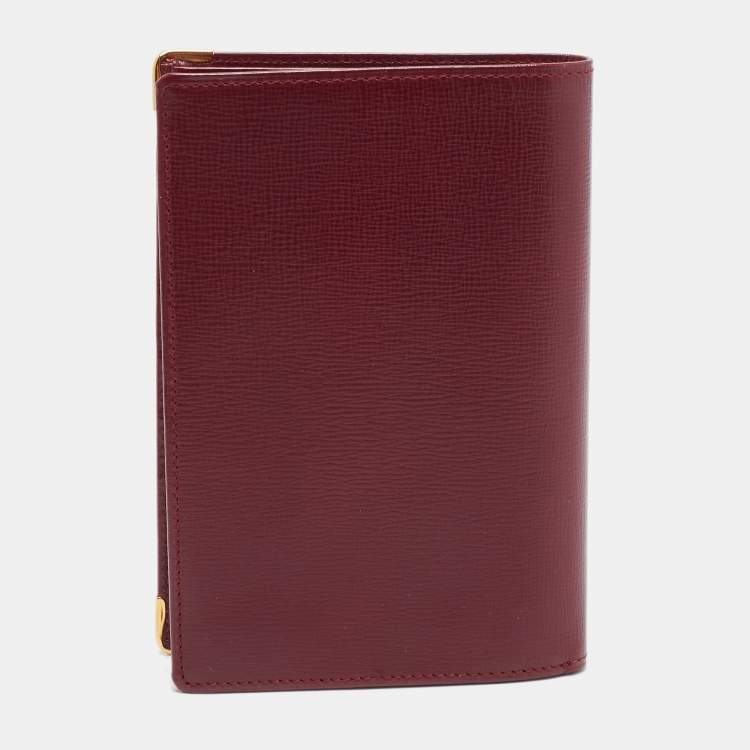 Pre Owned Cartier  Burgundy Leather Must de Cartier Bifold Card Holder