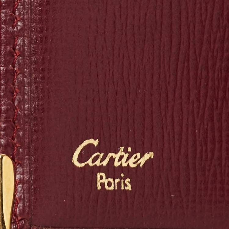 Pre Owned Cartier  Burgundy Leather Must de Cartier Bifold Card Holder