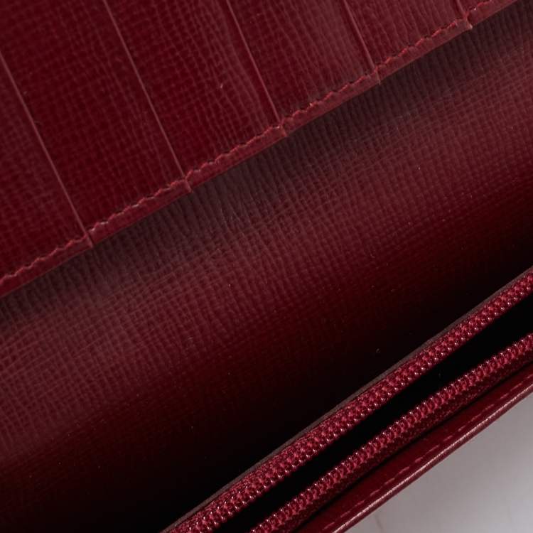 Pre Owned Cartier  Burgundy Leather Must de Cartier Bifold Card Holder