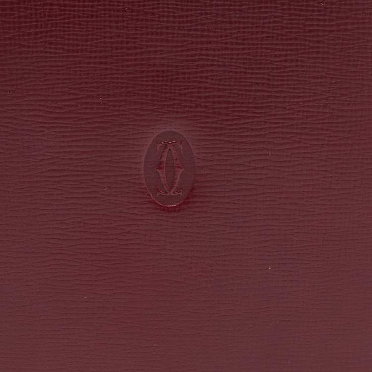 Pre Owned Cartier  Burgundy Leather Must de Cartier Bifold Card Holder