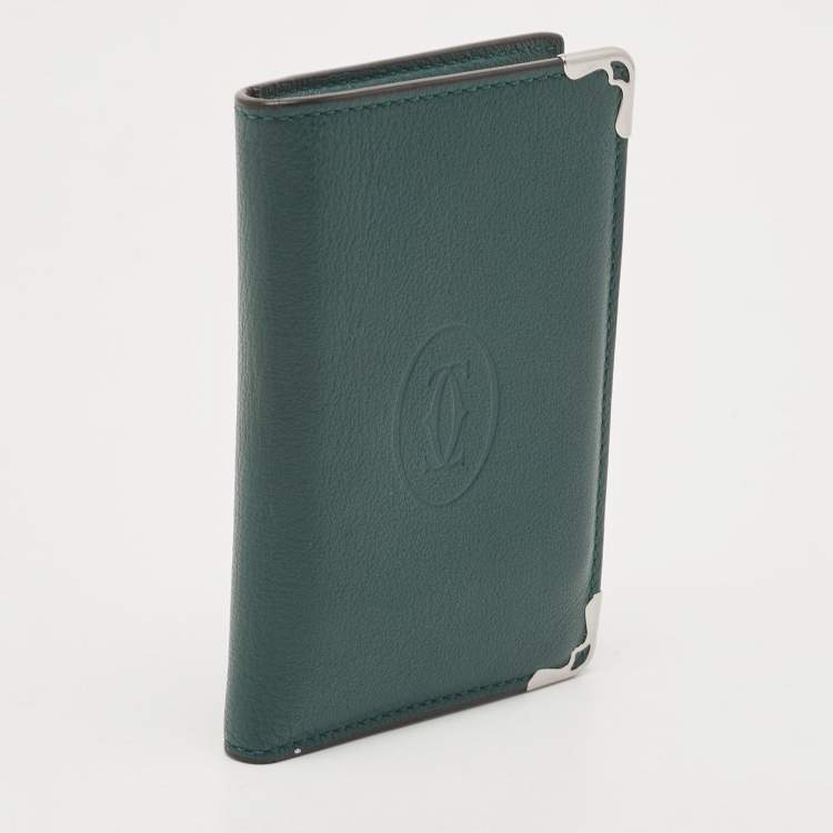 Pre Owned Cartier Green Leather Must de Cartier Card Holder