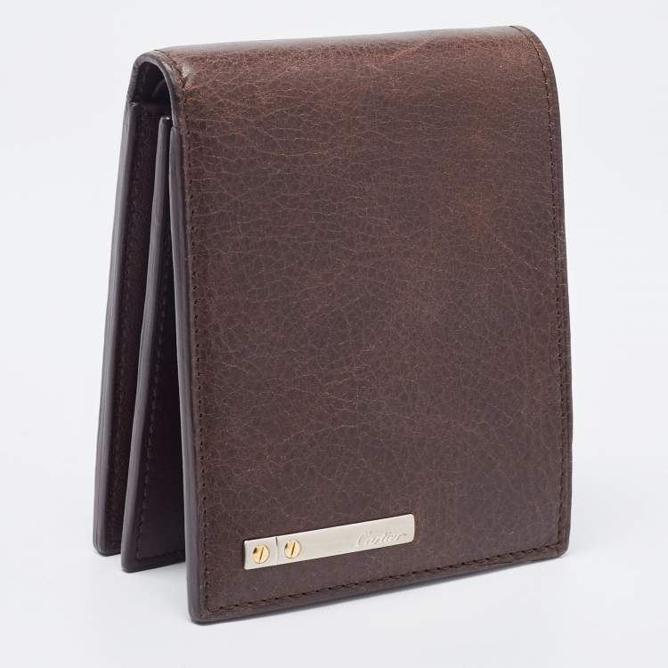Pre Owned Cartier Brown Leather Bifold Wallet