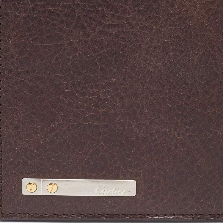 Pre Owned Cartier Brown Leather Bifold Wallet
