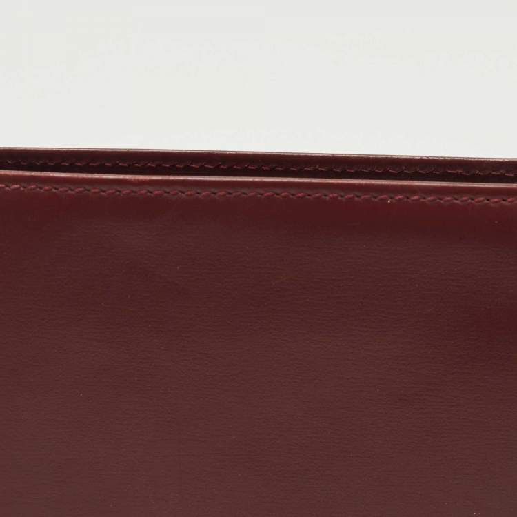 Pre Owned Cartier Burgundy Leather Must De Cartier Bifold Wallet