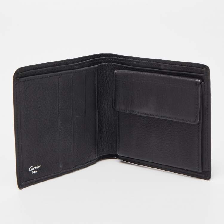 Pre Owned Cartier Black Leather Bifold Wallet