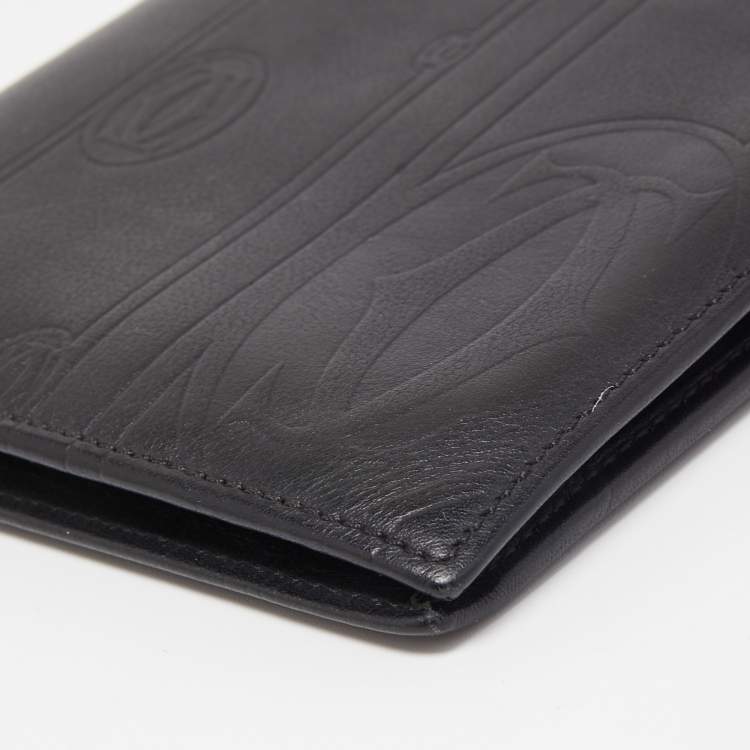 Pre Owned Cartier Black Leather Bifold Wallet
