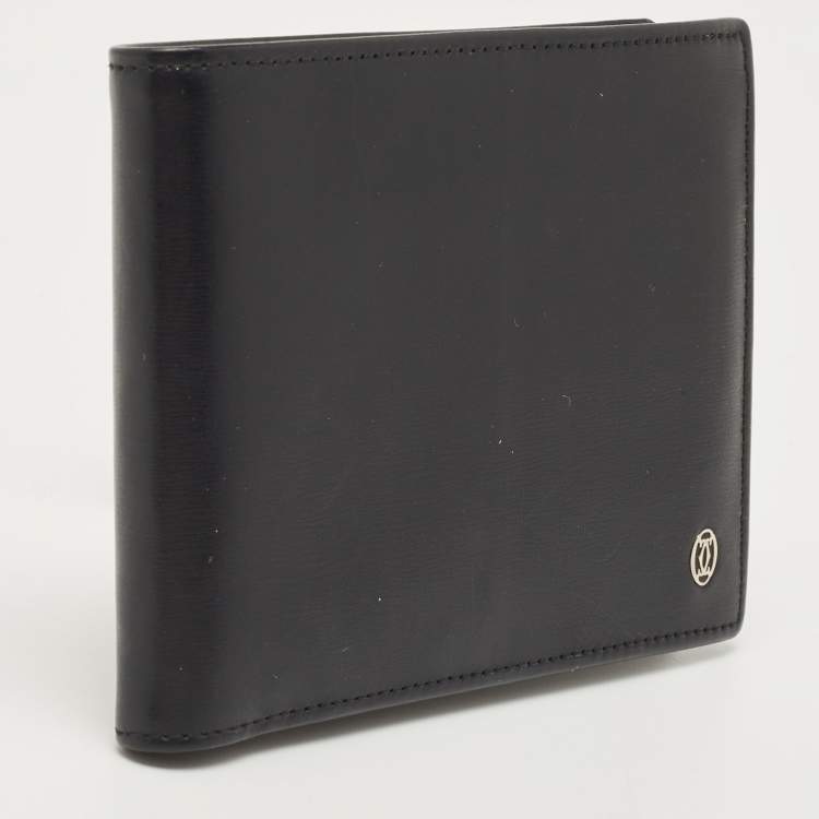 Pre Owned Cartier Black Leather Must De Cartier Bifold Wallet