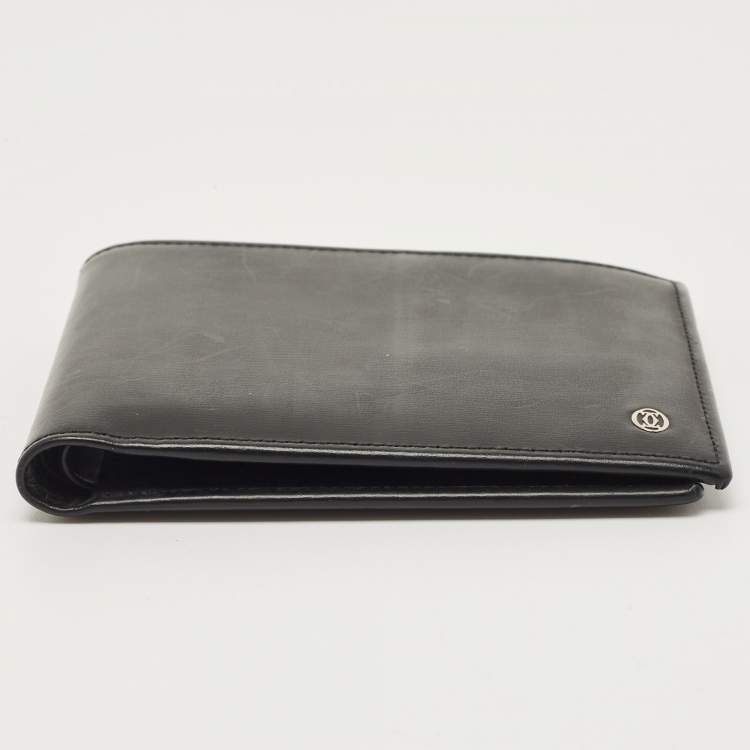Pre Owned Cartier Black Leather Must De Cartier Bifold Wallet