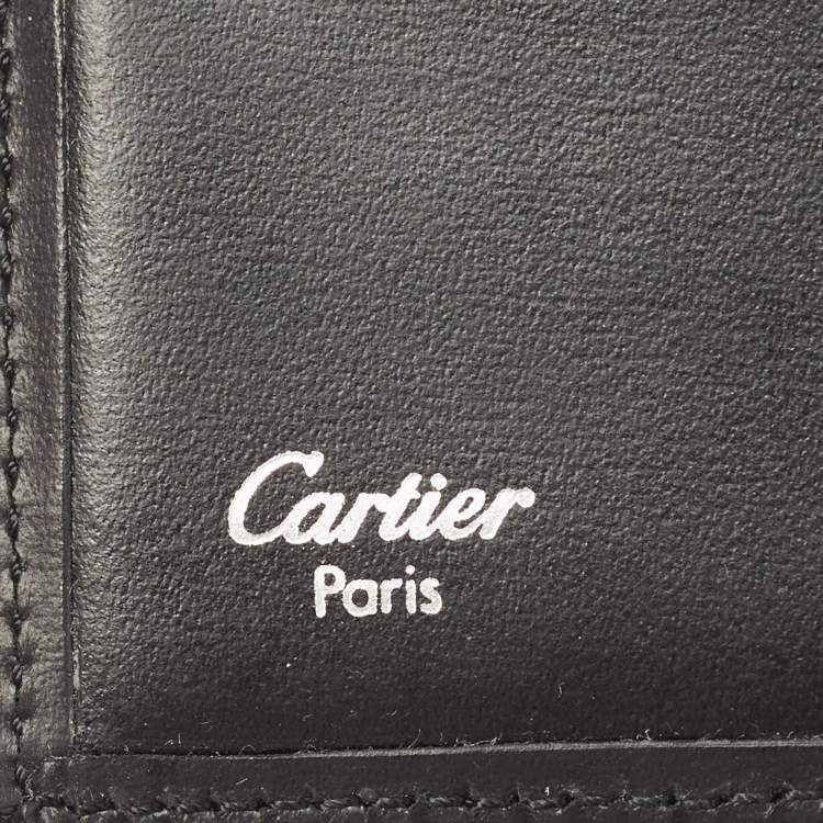 Pre Owned Cartier Black Leather Must De Cartier Bifold Wallet