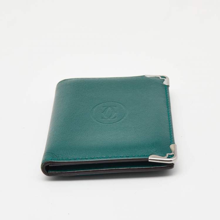 Pre Owned Cartier Green Leather Must De Cartier Card Case