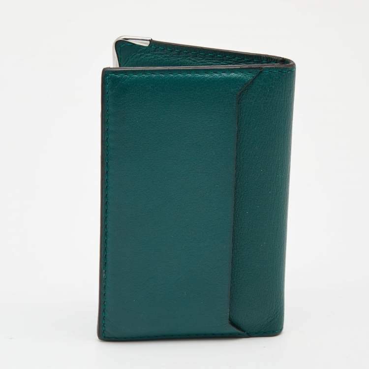 Pre Owned Cartier Green Leather Must De Cartier Card Case