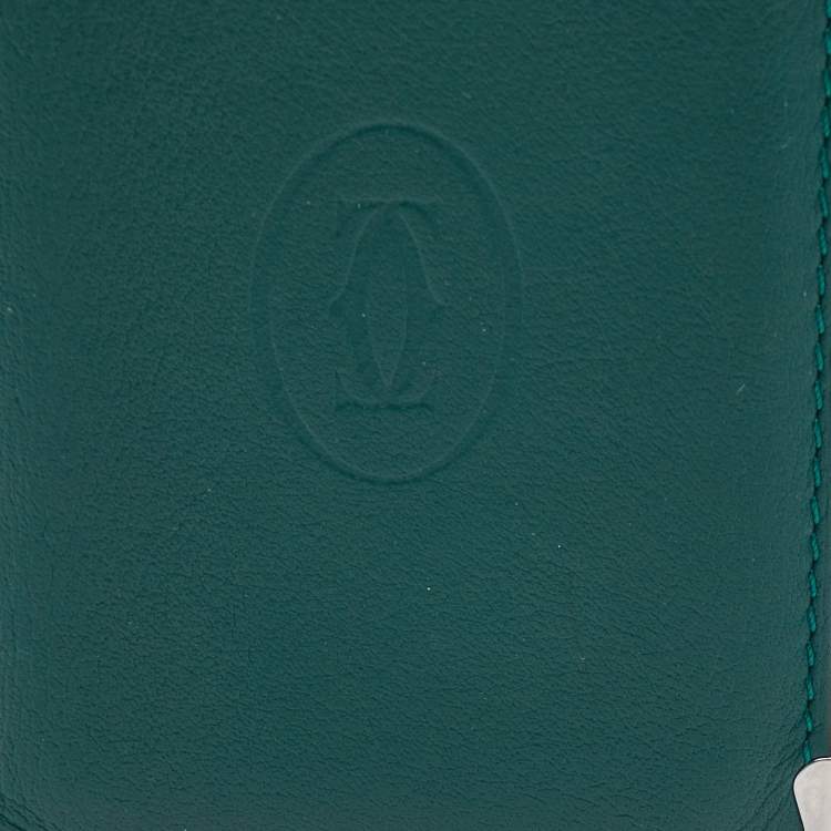 Pre Owned Cartier Green Leather Must De Cartier Card Case