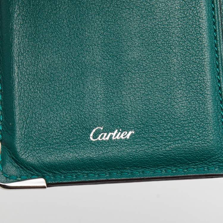 Pre Owned Cartier Green Leather Must De Cartier Card Case