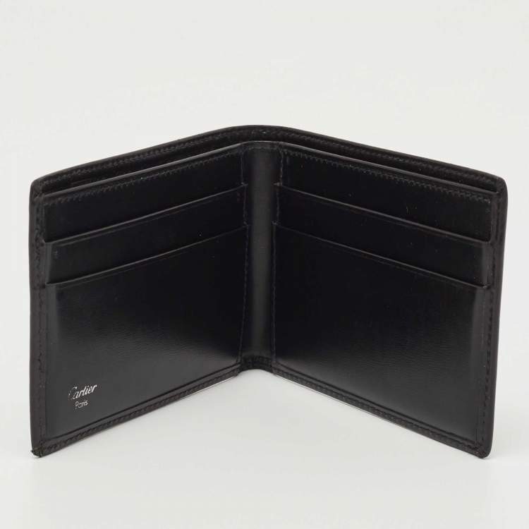 Pre Owned Cartier Black Leather Must de Cartier Bifold Wallet