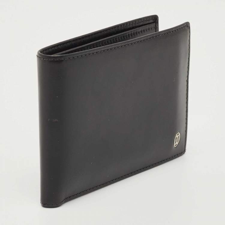 Pre Owned Cartier Black Leather Must de Cartier Bifold Wallet