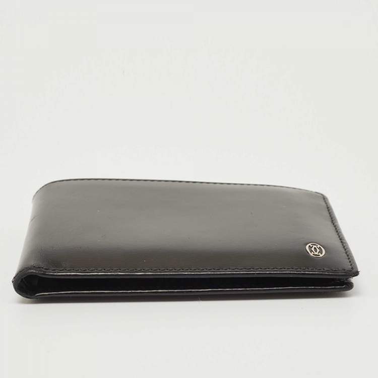 Pre Owned Cartier Black Leather Must de Cartier Bifold Wallet