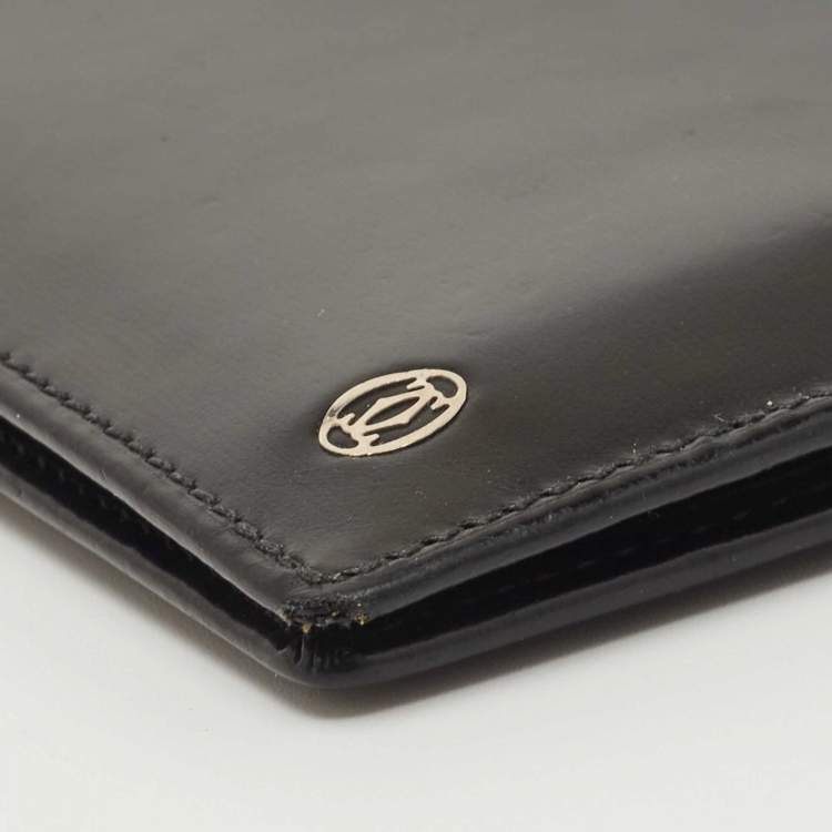 Pre Owned Cartier Black Leather Must de Cartier Bifold Wallet