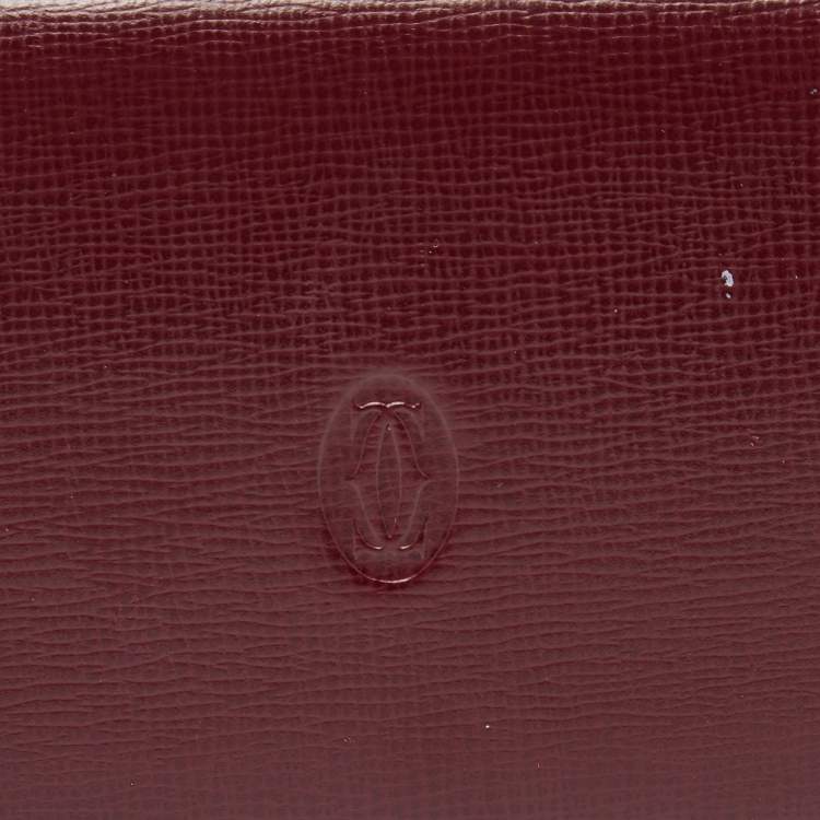 Pre Owned Cartier Burgundy Leather Must de Cartier Card Case