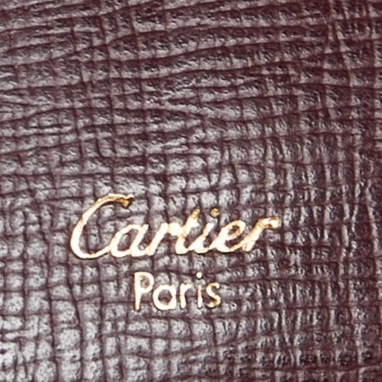 Pre Owned Cartier Burgundy Leather Must de Cartier Card Case
