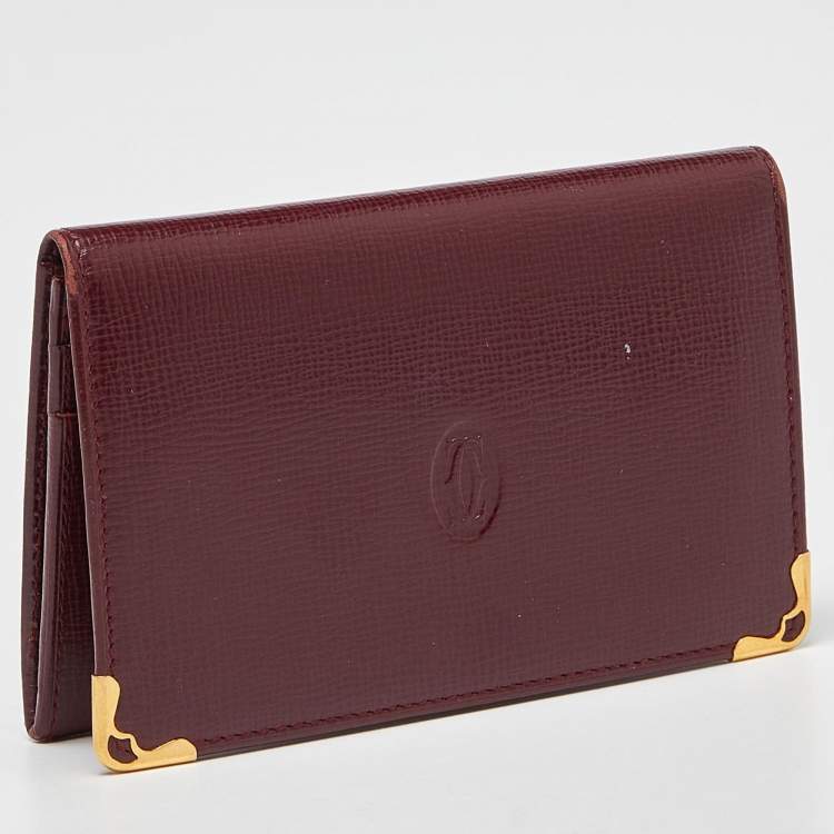 Pre Owned Cartier Burgundy Leather Must de Cartier Card Case