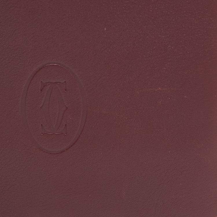 Pre Owned Cartier Burgundy Leather Must De Cartier 6CC Bifold Wallet