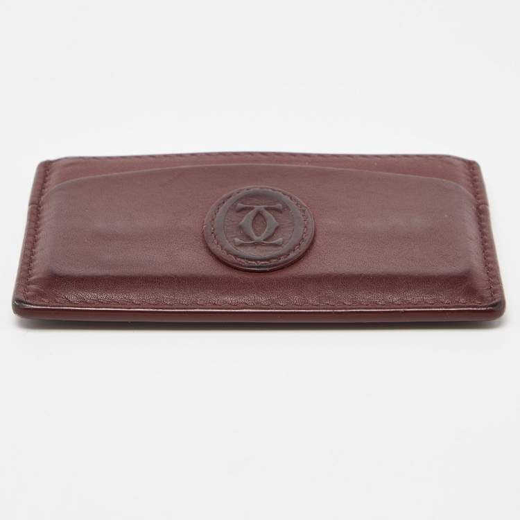 Pre Owned Cartier Burgundy Leather Must de Cartier Card Holder