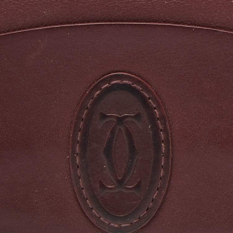 Pre Owned Cartier Burgundy Leather Must de Cartier Card Holder