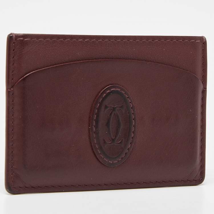 Pre Owned Cartier Burgundy Leather Must de Cartier Card Holder