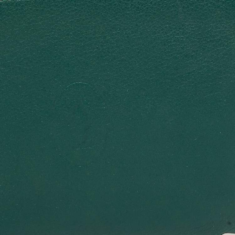 Pre Owned Cartier Green Leather Must De Cartier 6CC Bifold Wallet