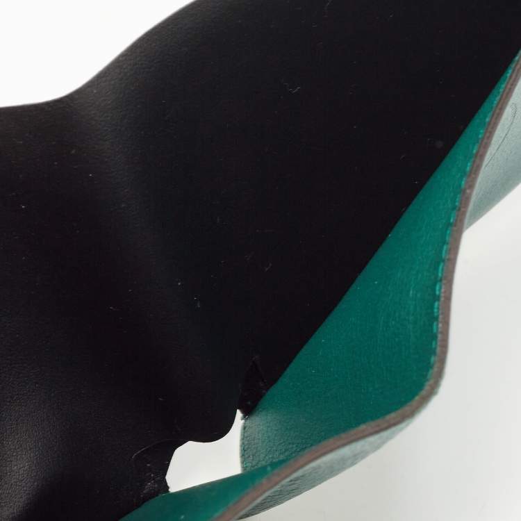 Pre Owned Cartier Green Leather Must De Cartier 6CC Bifold Wallet
