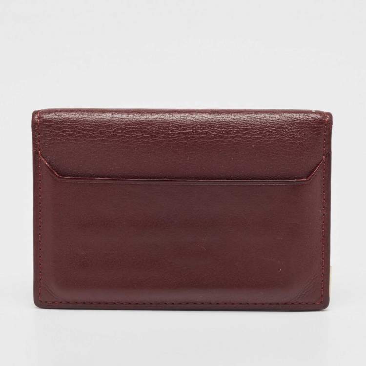 Pre Owned Cartier Burgundy Leather Must de Cartier Bifold Card Holder