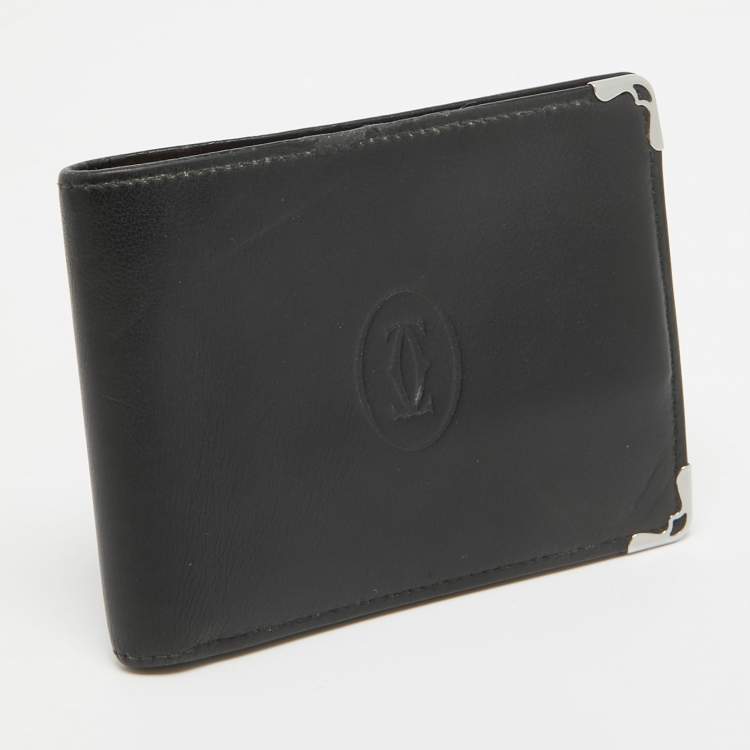 Pre Owned Cartier Black Leather Must de Cartier Wallet