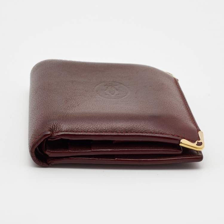 Pre Owned Cartier Red Leather Must De Cartier Multiple Wallet 