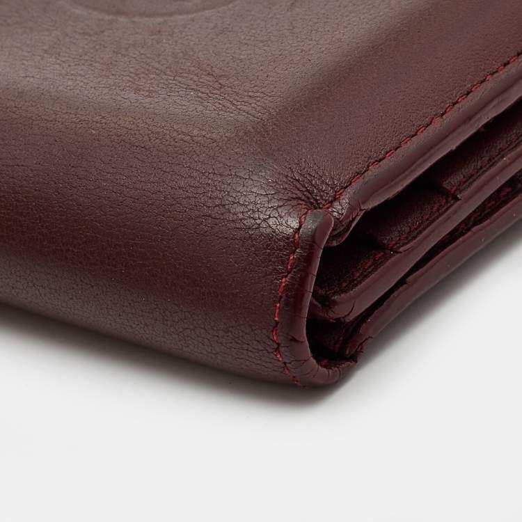 Pre Owned Cartier Red Leather Must De Cartier Multiple Wallet 