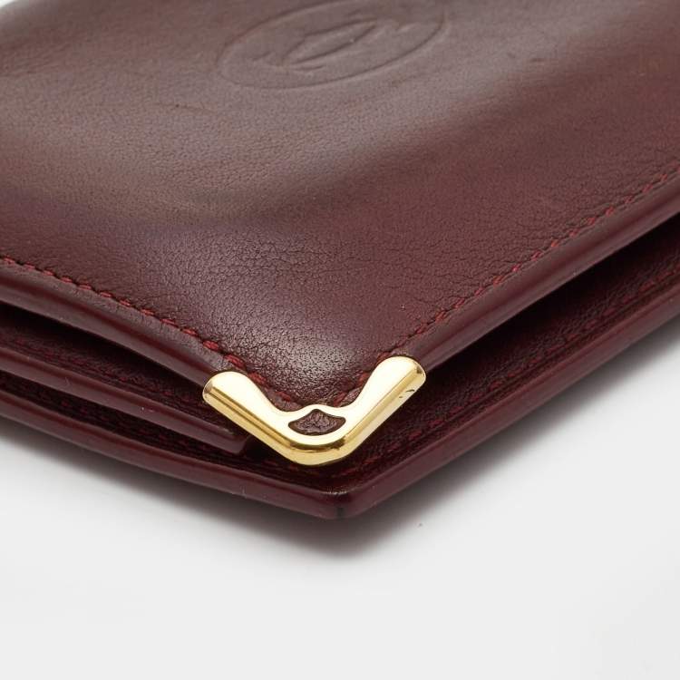 Pre Owned Cartier Red Leather Must De Cartier Multiple Wallet 