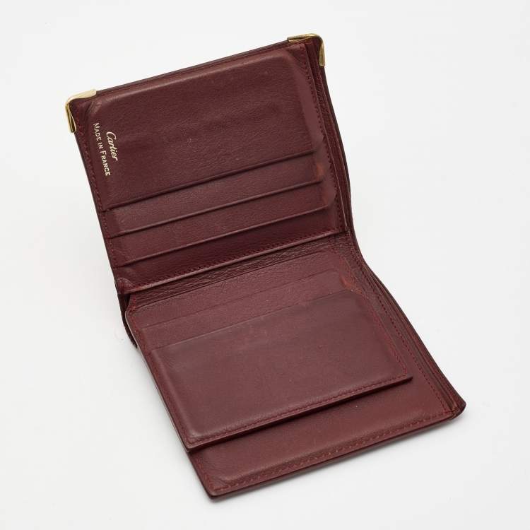 Pre Owned Cartier Red Leather Must De Cartier Multiple Wallet 