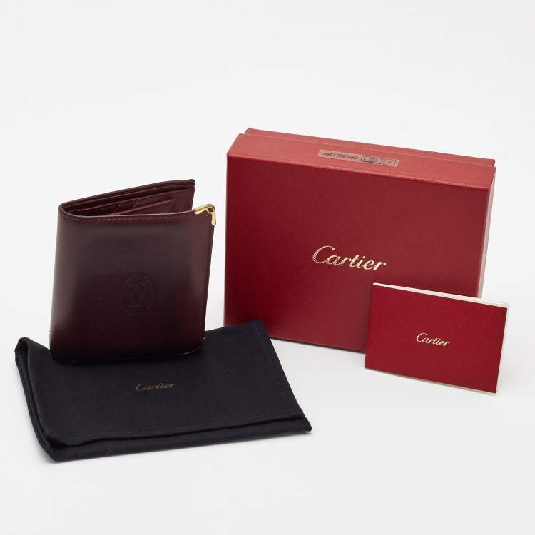 Pre Owned Cartier Red Leather Must De Cartier Multiple Wallet 